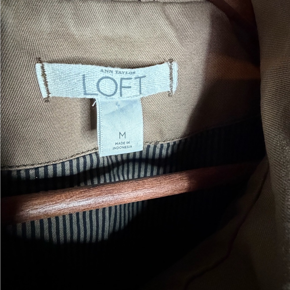LOFT Tan Hooded field barn Jacket Button front and zipper cinched waist-SZ M - Picture 12 of 12